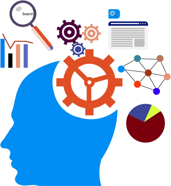 Web development, analytics, and search optimization illustration