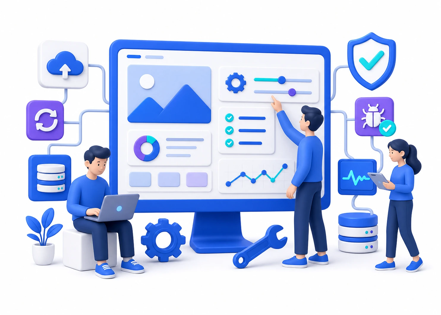 Website maintenance and technical support illustration